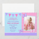 Invitations d'anniversaire de photo de papillon (Devant / Derrière)