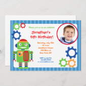 Invitations d'anniversaire de photo de robot (Devant / Derrière)