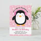 Invitations d'anniversaire de Pingouin (Pink for G (Debout devant)