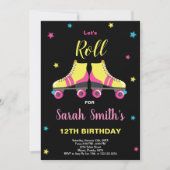 Invitations d'anniversaire de Pink Black Roller (Devant)