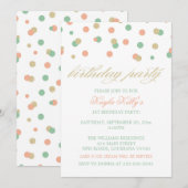 Invitations d'anniversaire de Pink & Mint (Devant / Derrière)