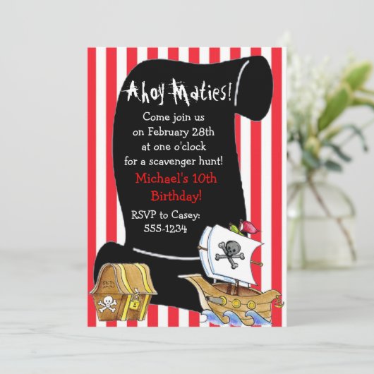 Invitations d'anniversaire de pirate (Debout devant)