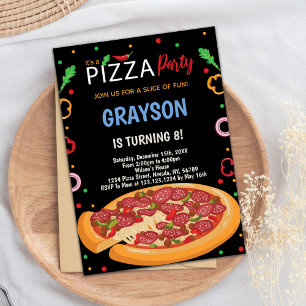 Invitations d'anniversaire de pizza complètes