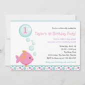 Invitations d'anniversaire de poisson (filles) ave (Devant)