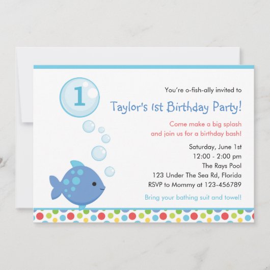 Invitations d'anniversaire de poisson (garçons) av (Devant)