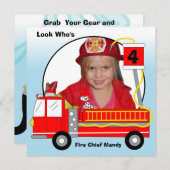 Invitations d'anniversaire de pompe à incendie de (Devant / Derrière)