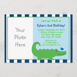 Invitations d'anniversaire de Preppy Alligator