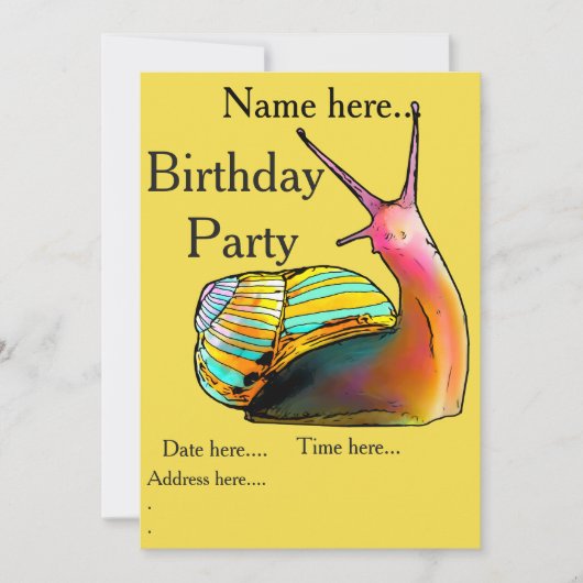 Invitations d'anniversaire de Rainbow Snail (Devant)