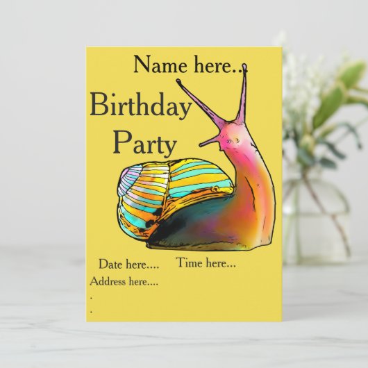 Invitations d'anniversaire de Rainbow Snail (Debout devant)