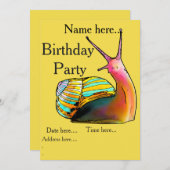 Invitations d'anniversaire de Rainbow Snail (Devant / Derrière)