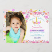 Invitations d'anniversaire de Rainbow Unicorn (Devant / Derrière)