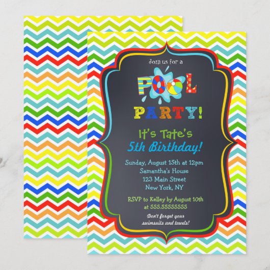 Invitations d'anniversaire de réception au bord de (Devant / Derrière)