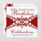 Invitations d'anniversaire de Red Royal Diva (Devant / Derrière)