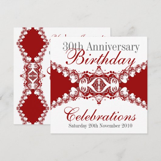 Invitations d'anniversaire de Red Royal Diva (Devant / Derrière)