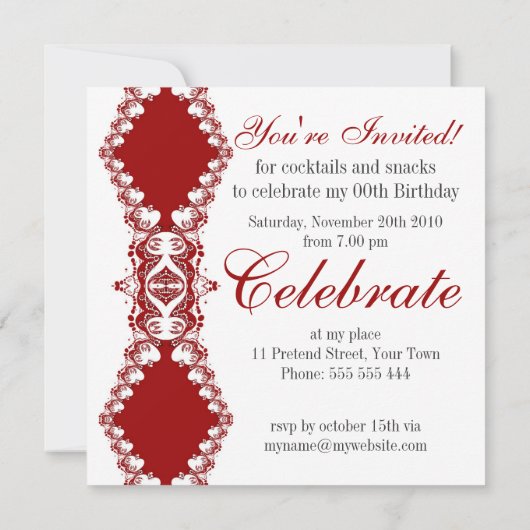 Invitations d'anniversaire de Red Royal Diva (Dos)