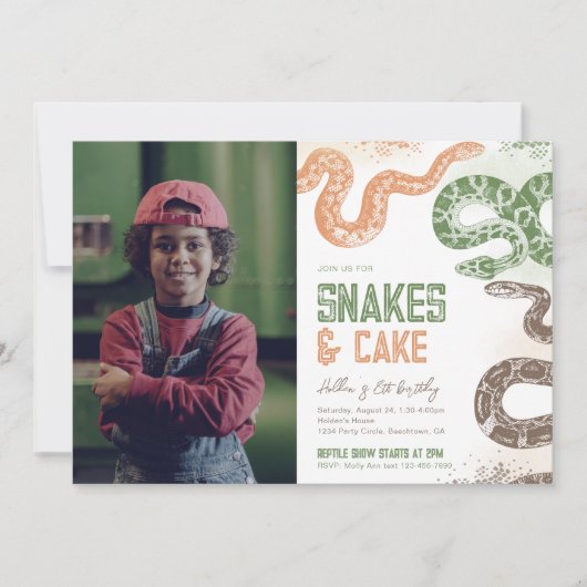 Invitations d'anniversaire de serpent photo (Devant)