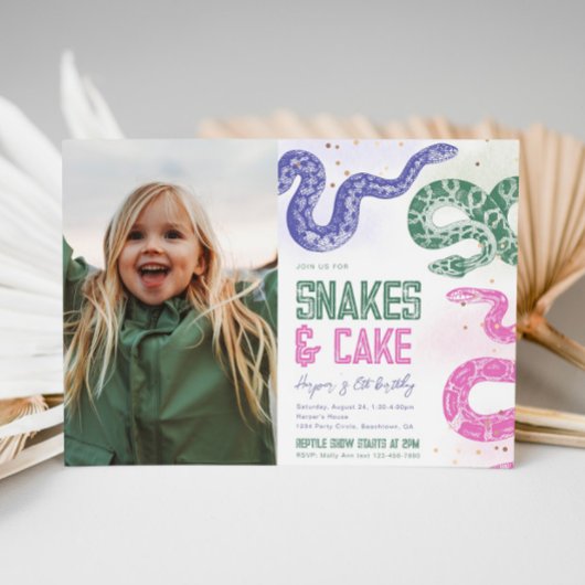 Invitations d'anniversaire de serpent photo Girl