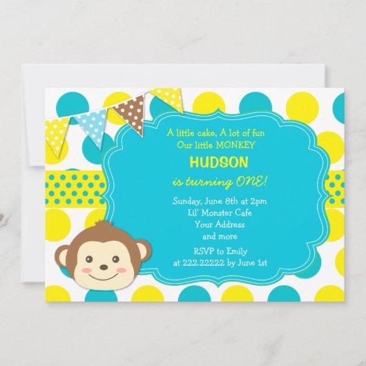 Invitations d'anniversaire de singe (Devant)