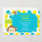Invitations d'anniversaire de singe (Devant / Derrière)