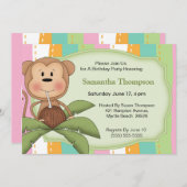 Invitations d'anniversaire de singe de coco (Devant / Derrière)