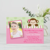 Invitations d'anniversaire de singe de fille de (Debout devant)
