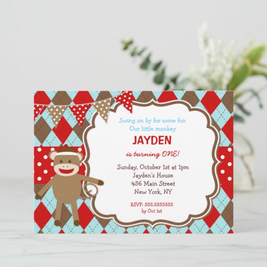 Invitations d'anniversaire de singe de réserve (Debout devant)