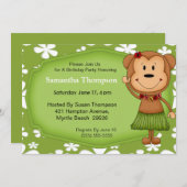 Invitations d'anniversaire de singe hawaïen (Devant / Derrière)