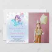 Invitations d'anniversaire de sirène avec dauphin  (Devant)