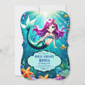 Invitations d'anniversaire de sirène magique - sou (Devant)