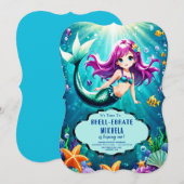 Invitations d'anniversaire de sirène magique - sou (Devant / Derrière)