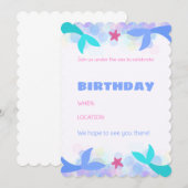 Invitations d'anniversaire de sirène personnalisée (Devant / Derrière)