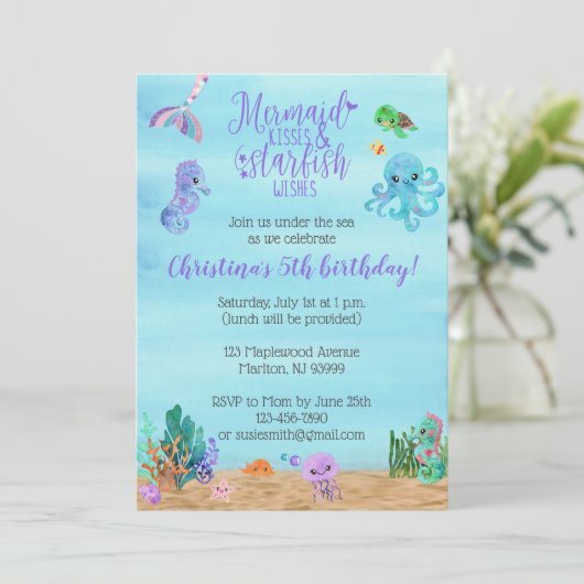 Invitations d'anniversaire de sirène pour les fill (Debout devant)