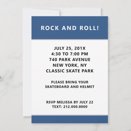 Invitations d'anniversaire de skateboard (Dos)