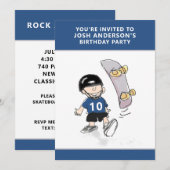 Invitations d'anniversaire de skateboard (Devant / Derrière)