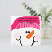 Invitations d'anniversaire de Snowman rose (Debout devant)