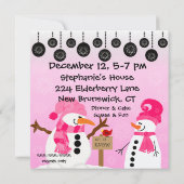 Invitations d'anniversaire de Snowman rose (Dos)
