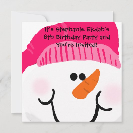 Invitations d'anniversaire de Snowman rose (Devant)