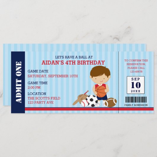 Invitations d'anniversaire de sport (Baby shower d (Devant / Derrière)