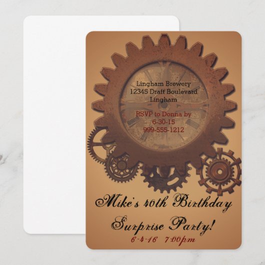 Invitations d'anniversaire de Steampunk (Devant / Derrière)