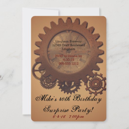 Invitations d'anniversaire de Steampunk (Devant)