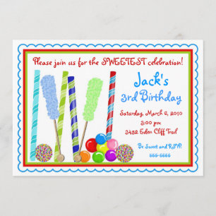 Invitations d'anniversaire de sucrerie