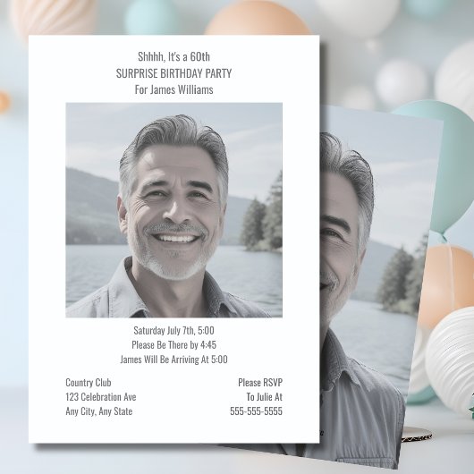 Invitations d'anniversaire de surprise minimale nu