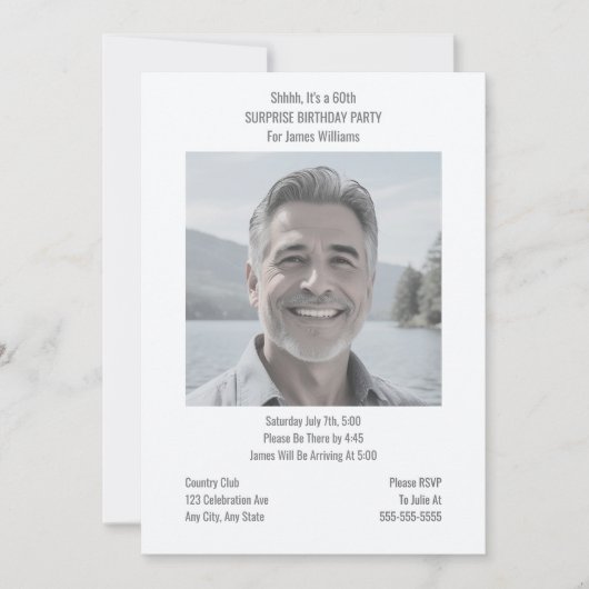 Invitations d'anniversaire de surprise minimale nu (Devant)