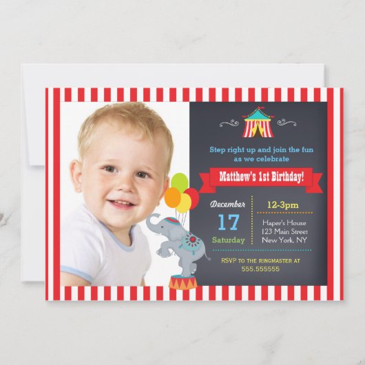 Invitations d'anniversaire de tableau de carnaval (Devant)
