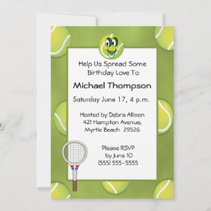 Invitations d'anniversaire de tennis