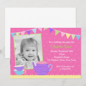 Invitations d'anniversaire de thé avec la photo (Devant / Derrière)