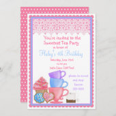 Invitations d'anniversaire de thé du pays des (Devant / Derrière)