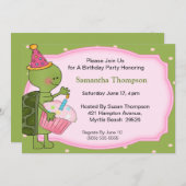 Invitations d'anniversaire de tortue (Devant / Derrière)