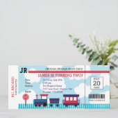 Invitations d'anniversaire de train (bleu et rouge (Debout devant)