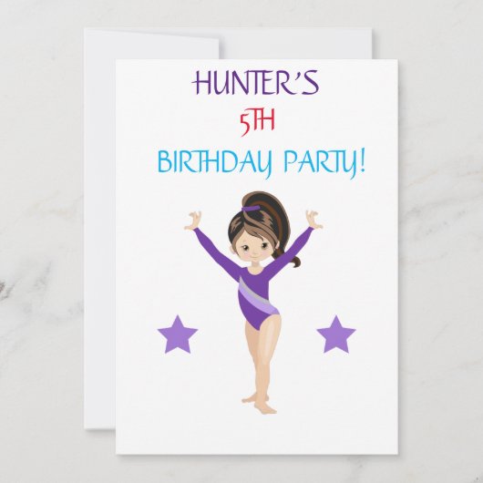 INVITATIONS D'ANNIVERSAIRE DE "TUMBLE GYMNASTICS" (Devant)